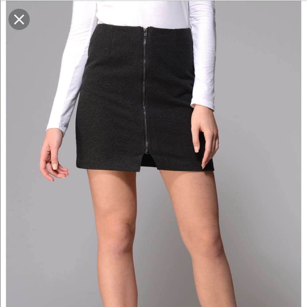 Six Crisp Days Zip Front Wool Blend Mini Skirt